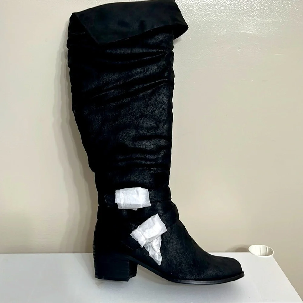 W315-A Black Jada High Shaft Slouch Boots 5 M